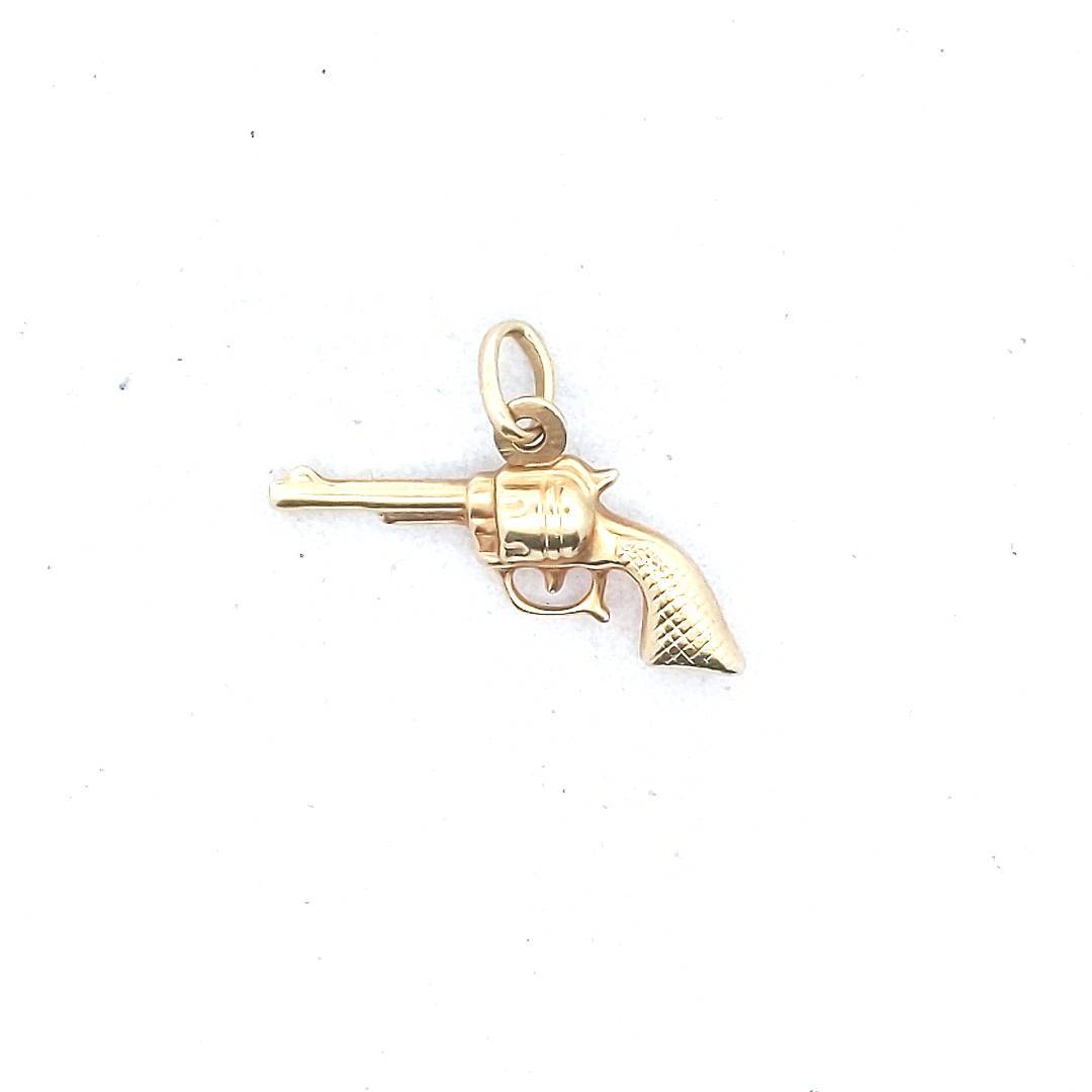 Estate $200 14K Yellow Gold Revolver Gun Pistol Firearm Pendant