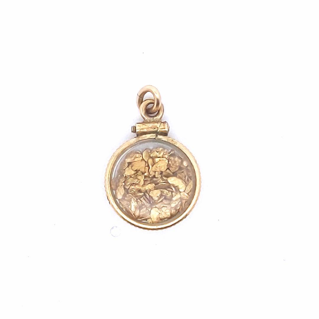 Antique $440 Gold Filled Frame 70% Purity Gold Nugget Pendant