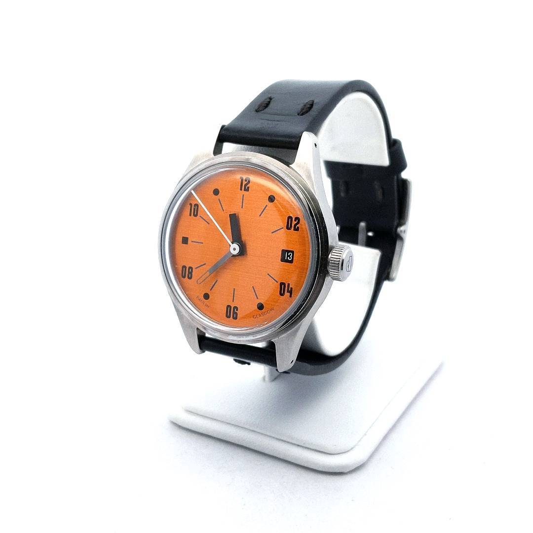 Estate Stainless Steel Paulin Anordain Neo B Orange Dial Automatic Watch