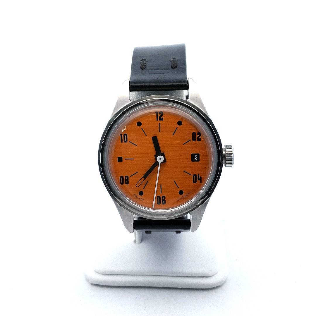 Estate Stainless Steel Paulin Anordain Neo B Orange Dial Automatic Watch
