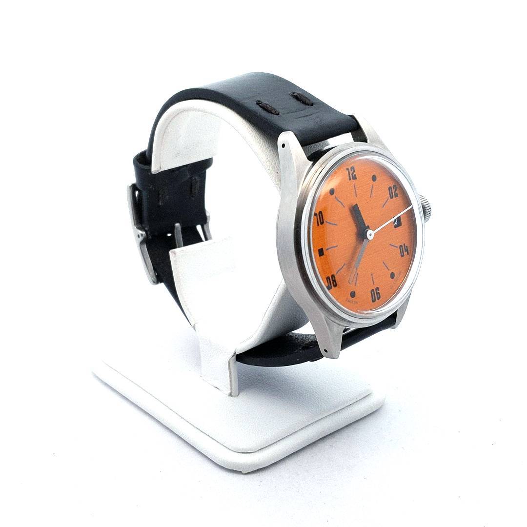 Estate Stainless Steel Paulin Anordain Neo B Orange Dial Automatic Watch