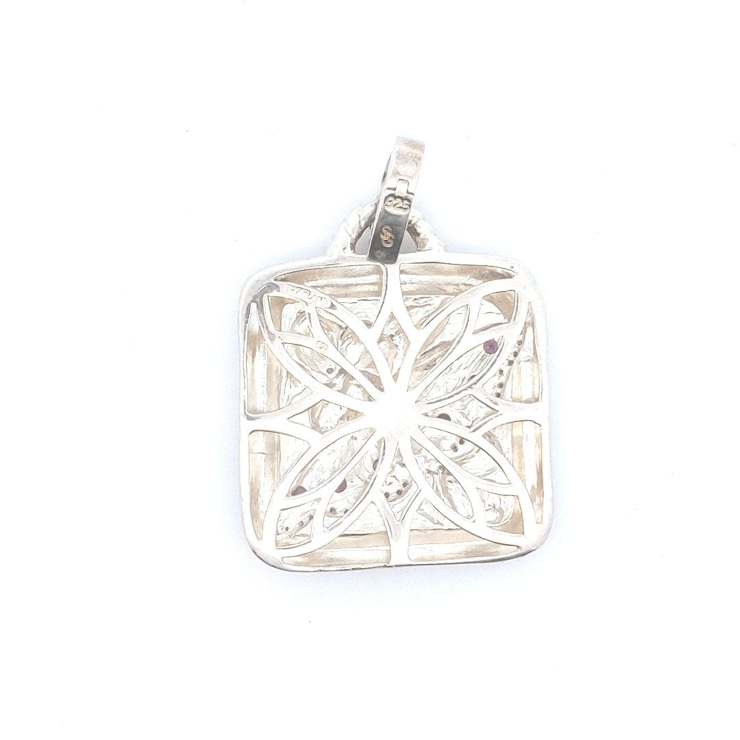 Designer Sterling Silver Seidengng Pink Sapphire CZ Butterfly Pendant